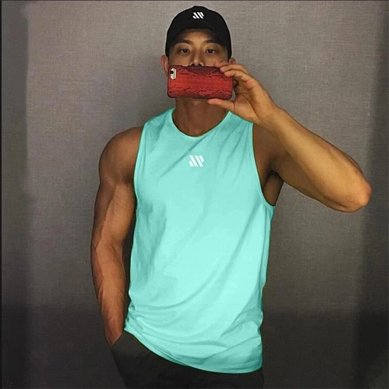 2024 Mens fitness gyms Tank top men Fitness sleeveless shirt Male mesh breathable Sports vest Undershirt Gyms Running vest men - Image 3