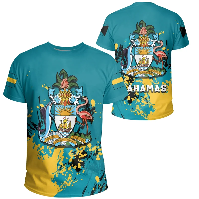 Bahamas Flag T-shirt For Men Clothing New Fashion Bahamian National Emblem 3D Print O Neck Tee Shirts Casual Sports Fitness Tops - Image 14