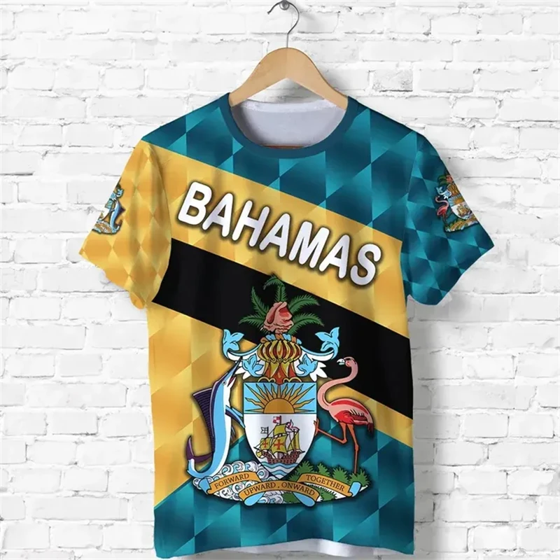 Bahamas Flag T-shirt For Men Clothing New Fashion Bahamian National Emblem 3D Print O Neck Tee Shirts Casual Sports Fitness Tops - Image 9