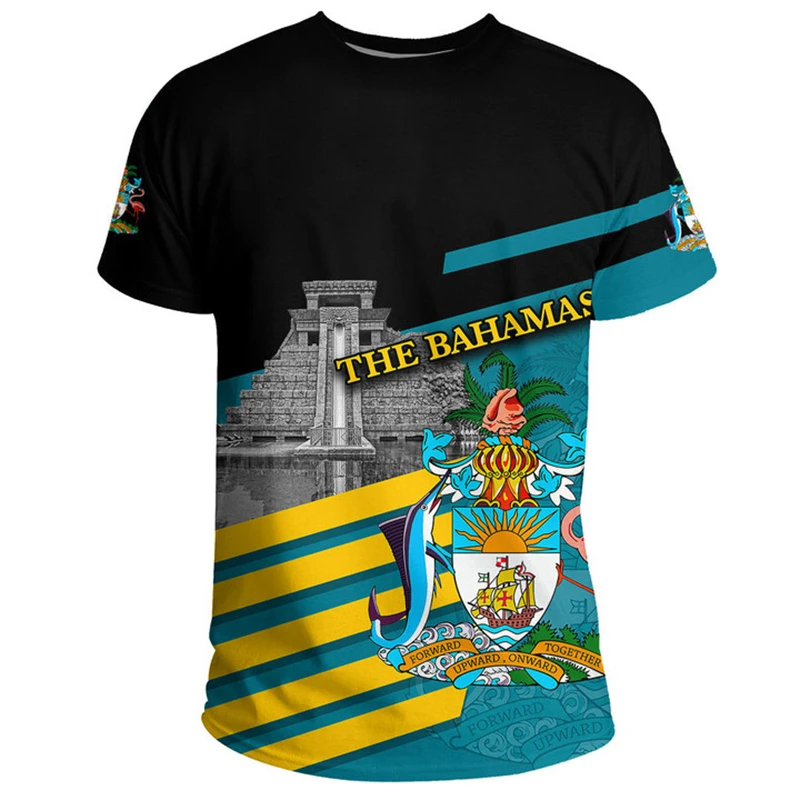Bahamas Flag T-shirt For Men Clothing New Fashion Bahamian National Emblem 3D Print O Neck Tee Shirts Casual Sports Fitness Tops - Image 13