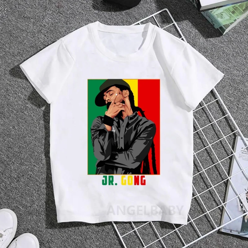 Jamaica Singer Bob Marley Reggae Rastafari Print Kids T shirt Girls Summer Tops Baby Boys Clothes Children Short Sleeve T-shirts - Image 2