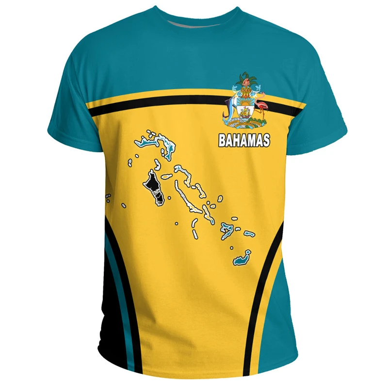 Bahamas Flag T-shirt For Men Clothing New Fashion Bahamian National Emblem 3D Print O Neck Tee Shirts Casual Sports Fitness Tops - Image 6
