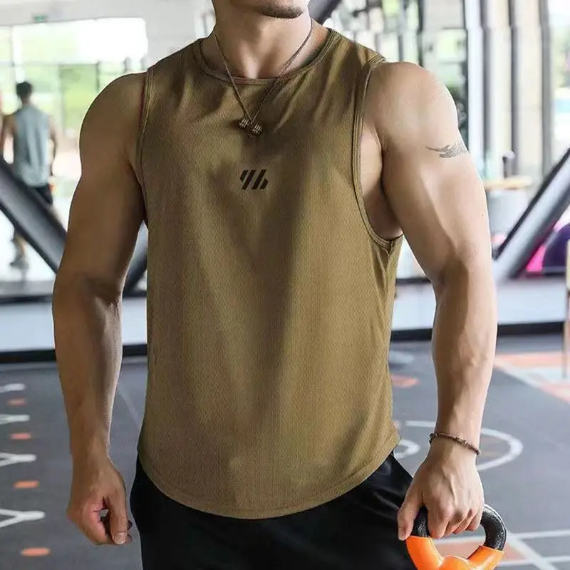 2024 Mens fitness gyms Tank top men Fitness sleeveless shirt Male mesh breathable Sports vest Undershirt Gyms Running vest men - Image 14