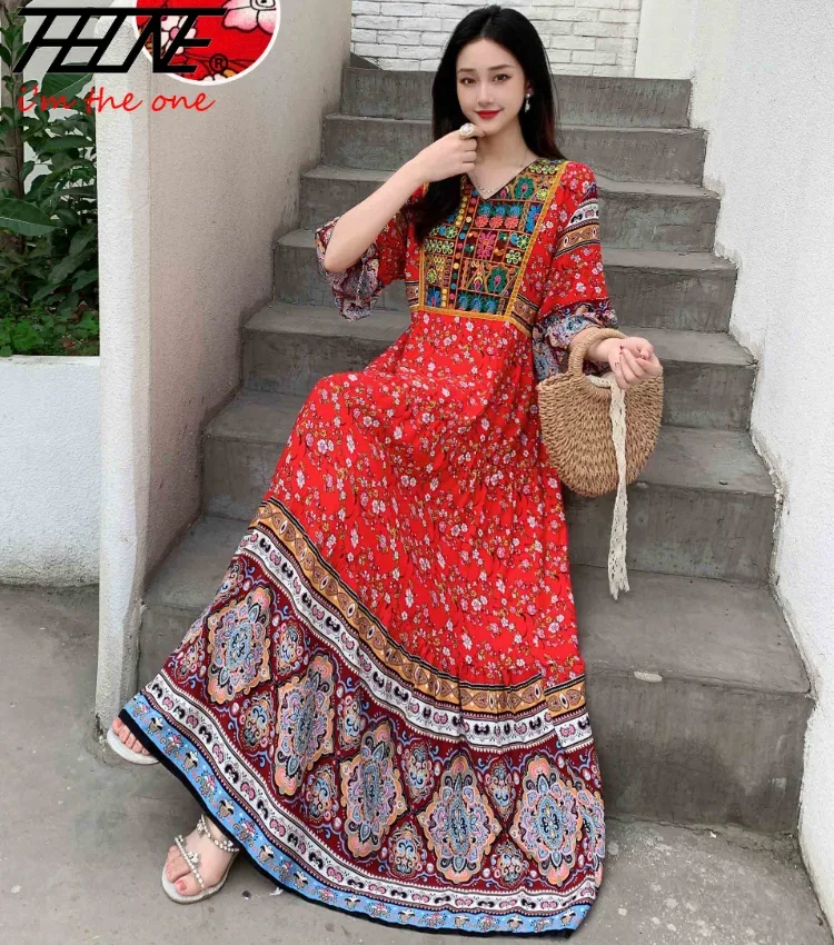 Indian Dress for Women Summer Embroidery Chic Elegant Party Dresses Clothes Vintage Long Maxi Prom Bohemian Beach Robe Vestidos - Image 12