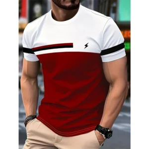 Simple Fashion Striped Graphic T Shirts For Men Summer Trendy Short  Sleeve 3D Printed T-shirts Casual Oversized Crew Neck Tees