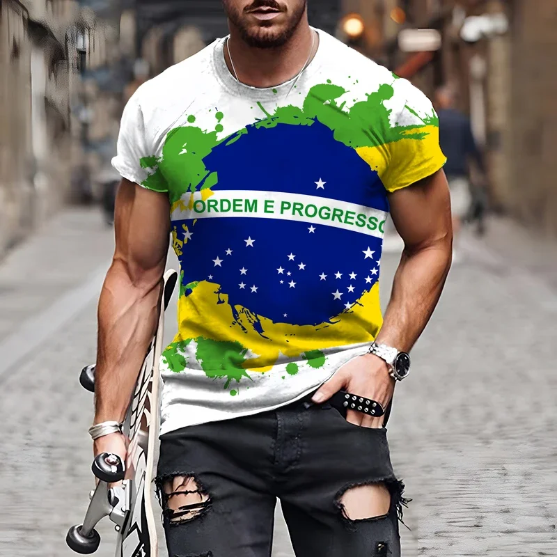 Brazilian Flag 3D Print Sports Quick-dry Breathable Men Women T-shirt Outdoor Street Football Jersey Team Club Fan Short-sleeve - Image 4