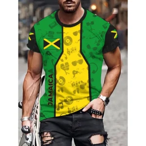 Jamaica Flag Map Graphic T-Shirt For Men Funny Jamaican 3D Printed T Shirts Summer Breathable O-Neck Tops Short Sleeve Tees