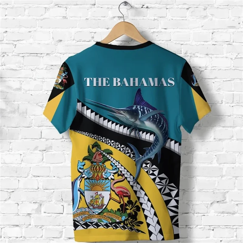 Bahamas Flag T-shirt For Men Clothing New Fashion Bahamian National Emblem 3D Print O Neck Tee Shirts Casual Sports Fitness Tops - Image 5