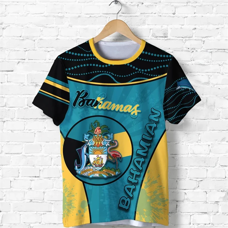 Bahamas Flag T-shirt For Men Clothing New Fashion Bahamian National Emblem 3D Print O Neck Tee Shirts Casual Sports Fitness Tops - Image 8