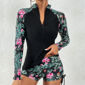 Female Swimsuit with Long Sleeves Swimwear Sports Surfing Tankini Set Beachwear Two-Piece Bathing Suits Pool Women Swimming Suit