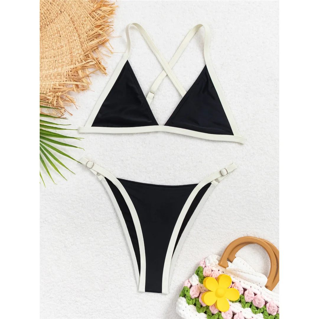 V Neck Cross Back Bikini Women Swimwear Female Swimsuit Two-pieces Bikini set High Leg Cut Padded Bather Bathing Suit Swim V6732 - Image 18