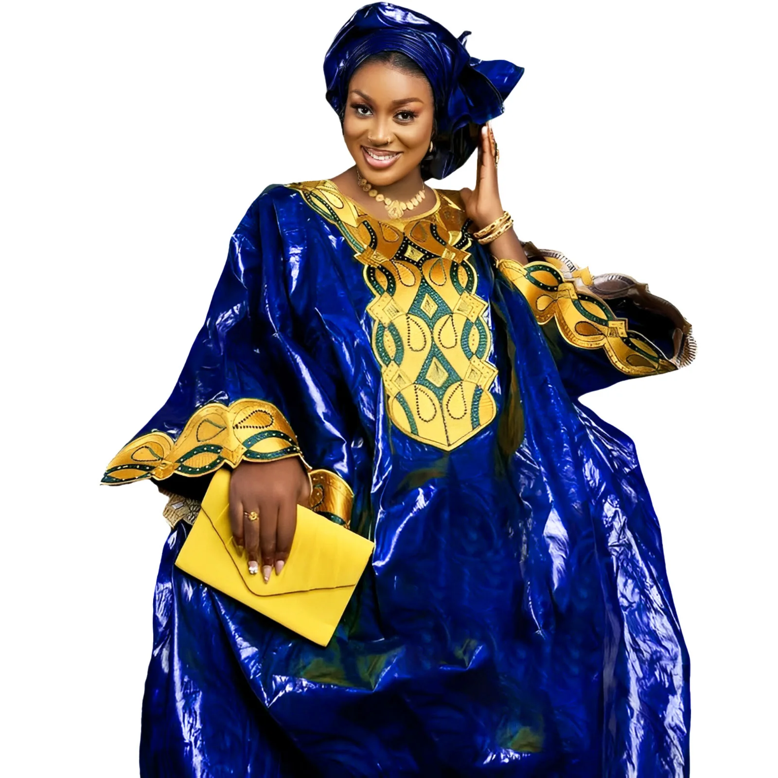African Dresses For Woman Bazin Riche Embroidery Design Long Dress - Image 4