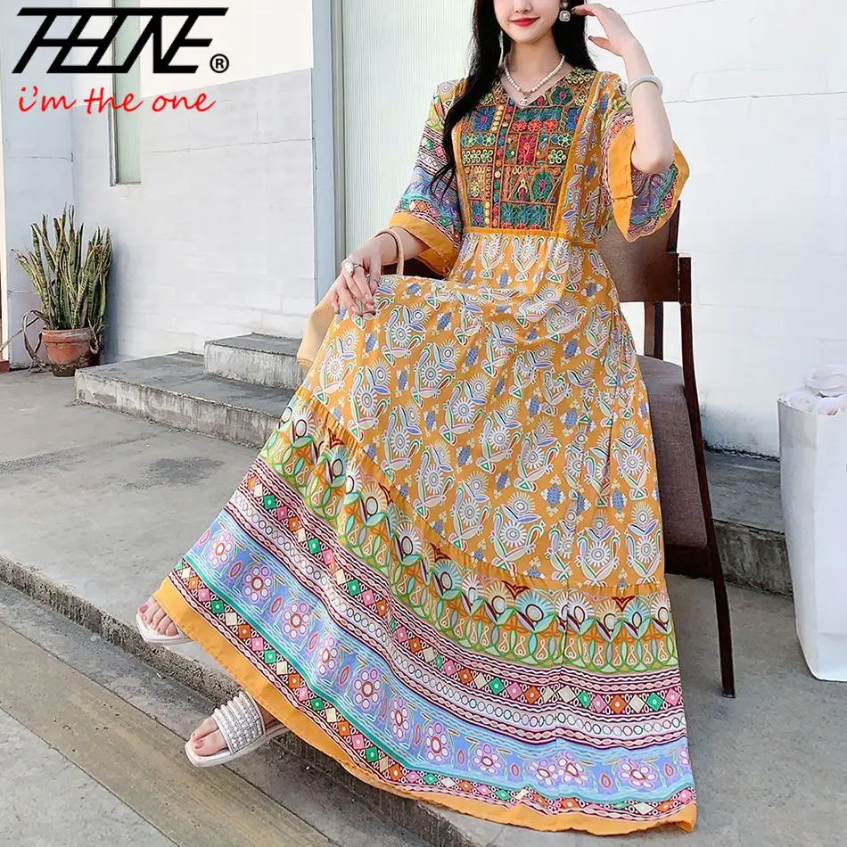 Indian Dress for Women Summer Embroidery Chic Elegant Party Dresses Clothes Vintage Long Maxi Prom Bohemian Beach Robe Vestidos - Image 5