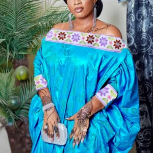 African Dresses for Women Bazin Riche, Long Ankara Party Dress, African Traditional Wedding Attire with Scarf
