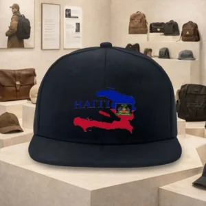 Haiti Map Flag Unisex Baseball Cap Cotton Flat Brim Hip-Hop Street Snapback Hat Adult