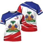 Haiti national emblem pattern 3D The flag of Haiti sport Quickdry Breatha menT-shirt Outdoor team training parent-childclothing