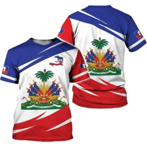 Haiti national emblem pattern 3D The flag of Haiti sport Quickdry Breatha menT-shirt Outdoor team training parent-childclothing