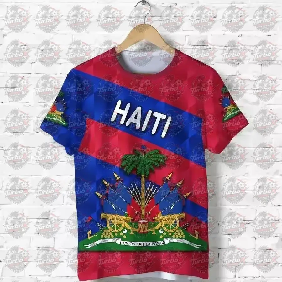 2026 Haiti Island Flag Men Tshirt National Emblem Caribbean Sea Retro Streetwear 3d Funny Casual Short Sleeve Football T-shirts - Image 3