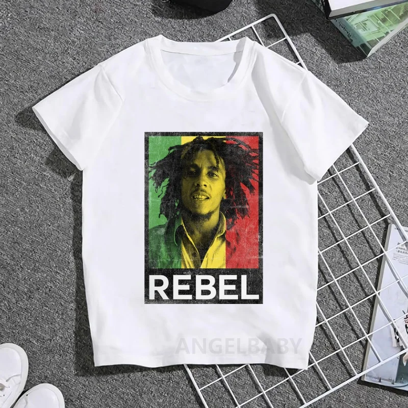 Jamaica Singer Bob Marley Reggae Rastafari Print Kids T shirt Girls Summer Tops Baby Boys Clothes Children Short Sleeve T-shirts - Image 3