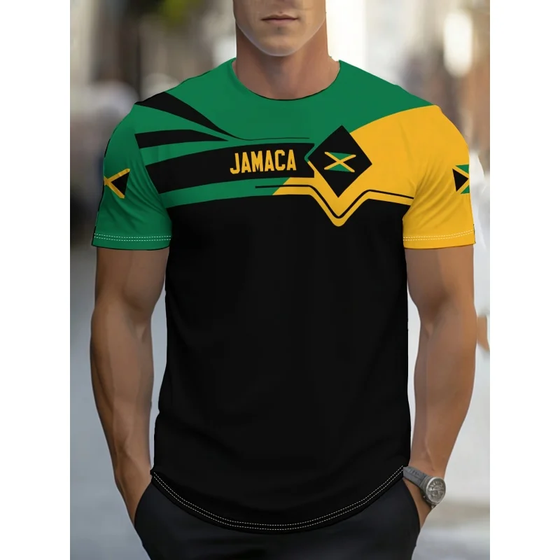 Jamaica Flag Map Graphic T-Shirt For Men Funny Jamaican 3D Printed T Shirts Summer Breathable O-Neck Tops Short Sleeve Tees - Image 7