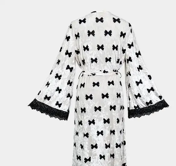 Women Soft Velour Robe Lace Tirm Kimono Intimate Lingerie Long Nightgown Sleepwear Wedding Bride Party Gift Loungewear Nightwear - Image 14
