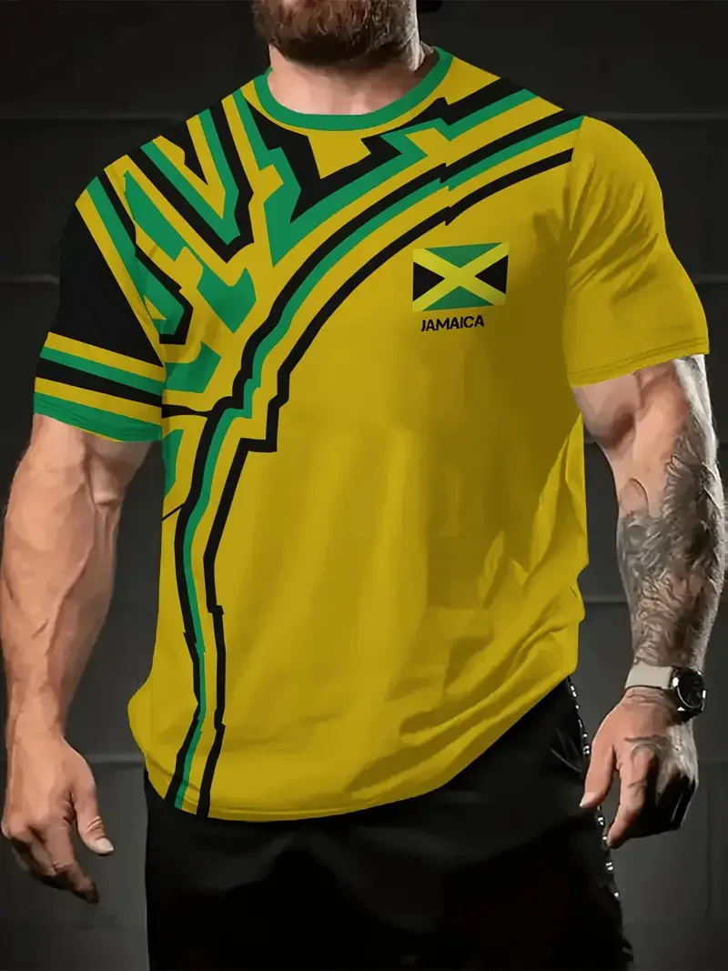 3D Print Jamaica Hummingbird Graphic T-Shirt For Men Casual Short Sleeve Crew Neck Tshirts Men's Plus Size Jamaica Flag Tshirt - Image 8