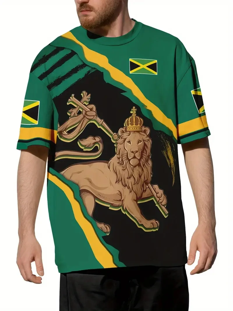 3D Print Jamaica Hummingbird Graphic T-Shirt For Men Casual Short Sleeve Crew Neck Tshirts Men's Plus Size Jamaica Flag Tshirt - Image 10
