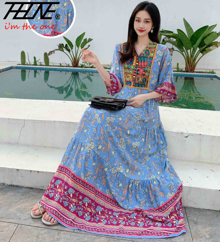 Indian Dress for Women Summer Embroidery Chic Elegant Party Dresses Clothes Vintage Long Maxi Prom Bohemian Beach Robe Vestidos - Image 43