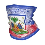 Custom Haiti's National Flag in Colors Peles Bandana Winter Neck Warmer Women Wrap Face Scarf for Hiking Parade Gaiter Headband