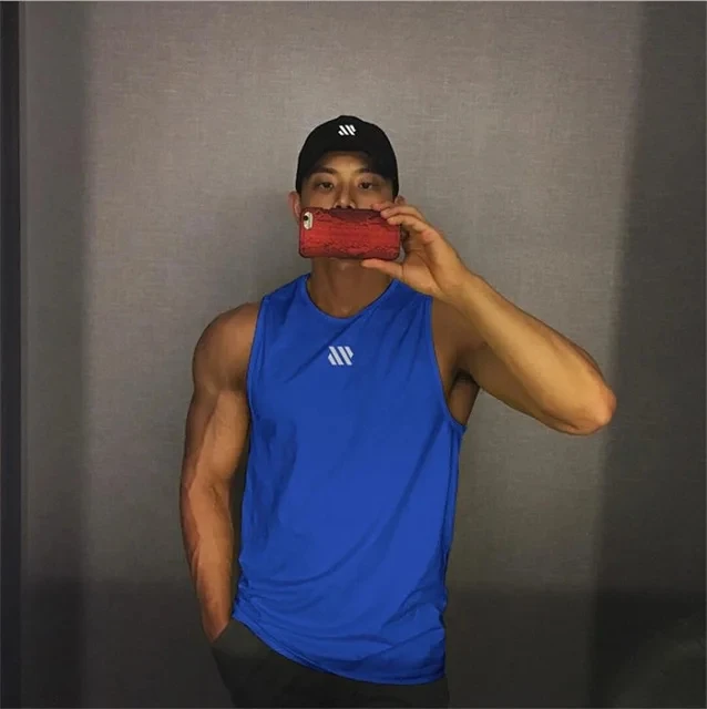 2024 Mens fitness gyms Tank top men Fitness sleeveless shirt Male mesh breathable Sports vest Undershirt Gyms Running vest men - Image 9