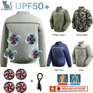 Summer 4 Fans Air Conditioning Cooling Vest Men Women Ultralight Outdoor Jacket Sun Protection Windbreaker Travel Fishing Sports