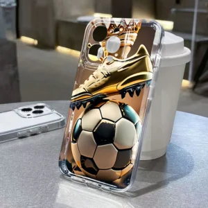 Phone Case For iPhone 11 12 13 14 15 16 17 Pro Max XS XR X 7 8 Plus 16E 17E Air Football King Pattern Transparent Soft TPU Cover