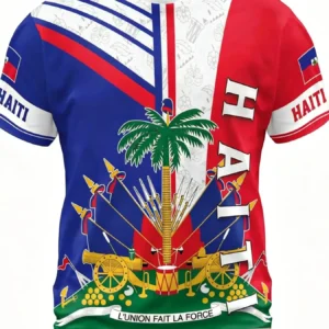 Haiti Flag 3D Print Short Sleeve Tshirt For Men Women Festival Street Popular Clothes TShirt May 18 Red Blue Print Beach Tee Top
