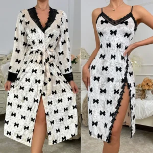 Women Soft Velour Robe Lace Tirm Kimono Intimate Lingerie Long Nightgown Sleepwear Wedding Bride Party Gift Loungewear Nightwear