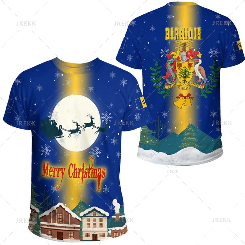 Barbados National Flag Map 3D Printing T Shirt Barbados Coat Of Arms Graphic Tee Shirts Fashion Streetwear Short Sleeves Clothes - Image 14