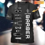 Barber life shirt Summer Mens t shirt Personalized Name Barber 3D All Over printed Unisex Tshirt Cool Casual T-shirt DW62