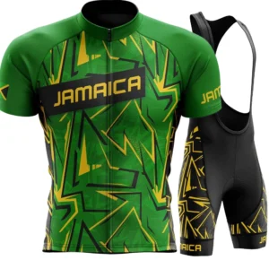 Jamaica National Team Cycling Jersey 2024 Set Green Short Sleeve Clothing Mens Road Bike Shirt Suit Bib Shorts MTB Maillot Ropa