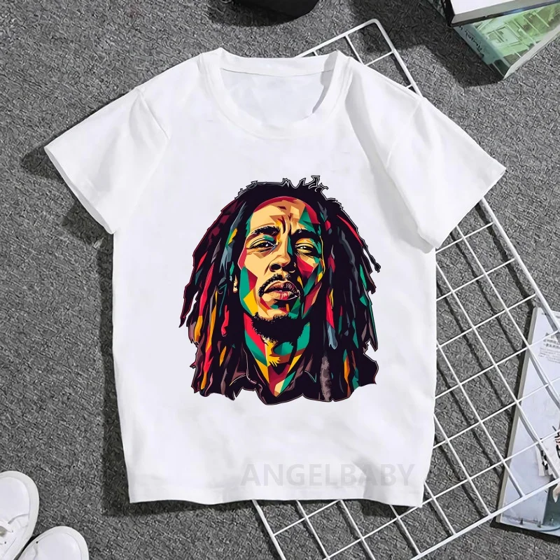 Jamaica Singer Bob Marley Reggae Rastafari Print Kids T shirt Girls Summer Tops Baby Boys Clothes Children Short Sleeve T-shirts - Image 20