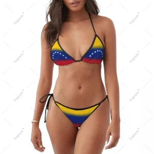 Women Girls Bikini Venezuela Flag Swimsuit Sets Three Point Beachwear Swimming Bathing Beach Party Suits Sexy Mujer
