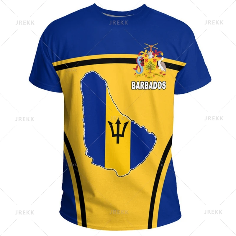 Barbados National Flag Map 3D Printing T Shirt Barbados Coat Of Arms Graphic Tee Shirts Fashion Streetwear Short Sleeves Clothes - Image 17