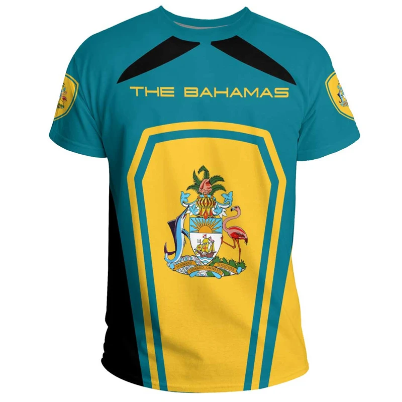 Bahamas Flag T-shirt For Men Clothing New Fashion Bahamian National Emblem 3D Print O Neck Tee Shirts Casual Sports Fitness Tops - Image 15