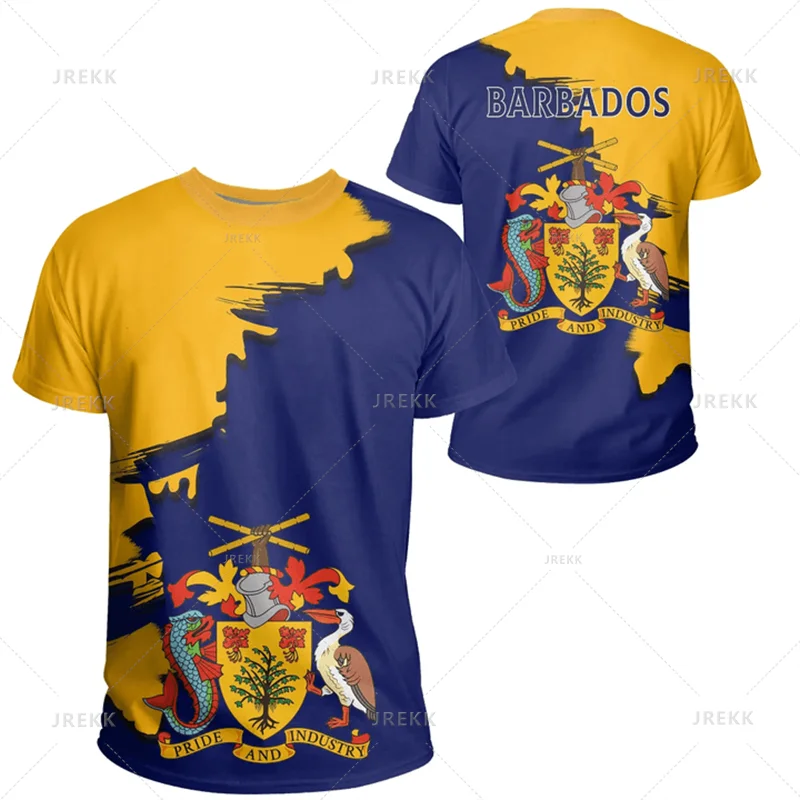 Barbados National Flag Map 3D Printing T Shirt Barbados Coat Of Arms Graphic Tee Shirts Fashion Streetwear Short Sleeves Clothes - Image 8