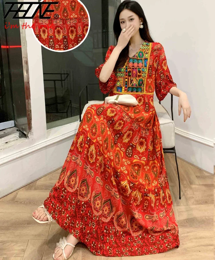 Indian Dress for Women Summer Embroidery Chic Elegant Party Dresses Clothes Vintage Long Maxi Prom Bohemian Beach Robe Vestidos - Image 15