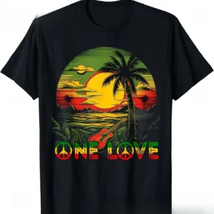Reggae Music Guitar Rasta Pride Jamaica Rasta Reggae Sunset T-Shirt Fresh Chic Edgy Tshirts Edgy Chic Aesthetic Shirt Aesthetic