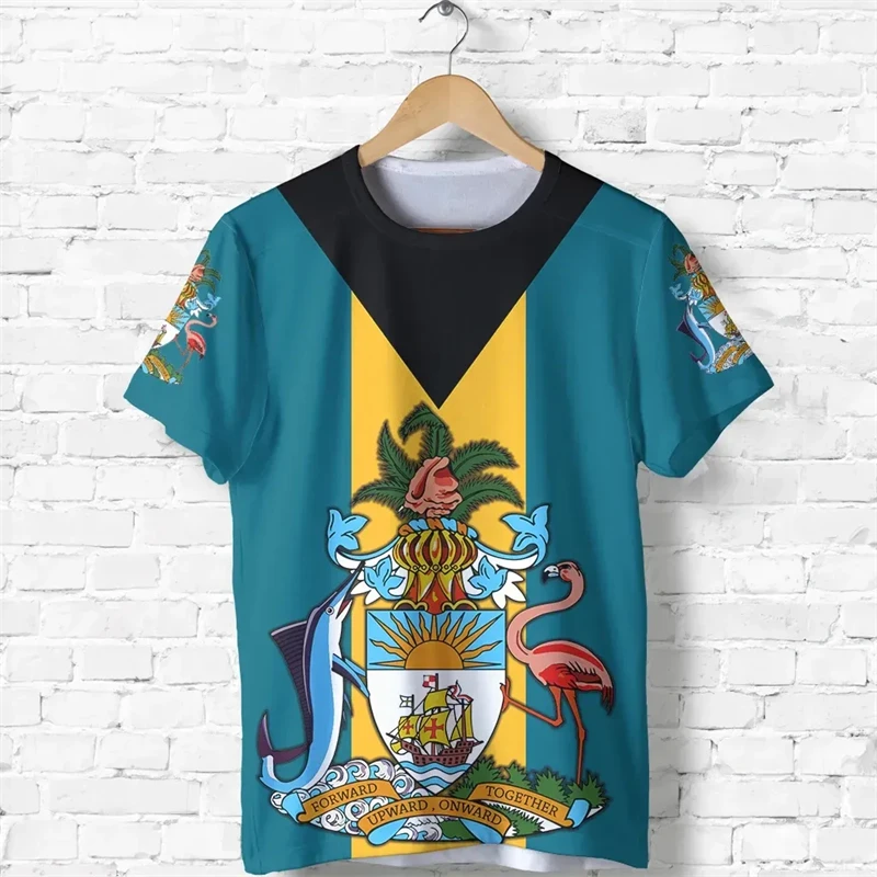 Bahamas Flag T-shirt For Men Clothing New Fashion Bahamian National Emblem 3D Print O Neck Tee Shirts Casual Sports Fitness Tops - Image 12