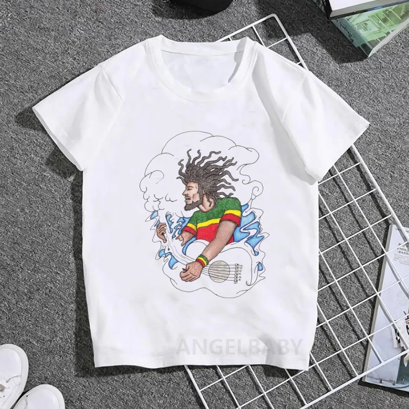 Jamaica Singer Bob Marley Reggae Rastafari Print Kids T shirt Girls Summer Tops Baby Boys Clothes Children Short Sleeve T-shirts - Image 9