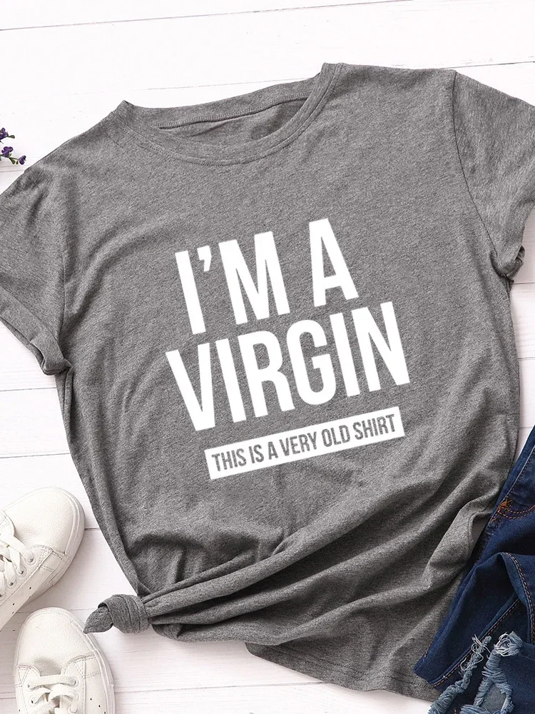 I'm A Virgin Print Women T Shirt Short Sleeve O Neck Loose Women Tshirt Ladies Tee Shirt Tops Clothes Camisetas Mujer - Image 3