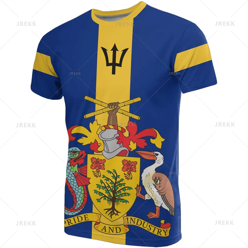 Barbados National Flag Map 3D Printing T Shirt Barbados Coat Of Arms Graphic Tee Shirts Fashion Streetwear Short Sleeves Clothes - Image 7