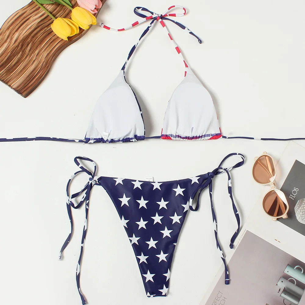 2025 Women USA American Flag Print Bra Sexy Bikini 2 pieces Underwear Lingerie Swimsuit Low Waist Bikinis Sets Beach Swimwear - Image 13