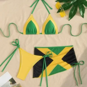 2026 Elegant Three-piece Jamaica Flag Bikini Set Women's Beachwear Separate Swimsuit Beach Fashion Female Swimwear